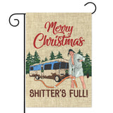 D1resion Merry Christmas Garden Flag Funny Shitter’s Full Decorations Burlap Yard Flags Vertical Double Sided Print House Flag Winter Xmas Holiday Home Decor for Outdoor Courtyard Lawn 12.4 X 18.4 in