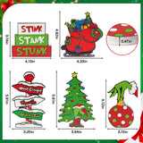 D1resion 5Pcs Christmas Thief Green Monster Table Decor Wooden Tiered Tray Decorations  Centerpieces Whoville Stink Stank Stunk Xmas Tree Freestanding Sign Home Decor for Farmhouse Mantle Fireplace