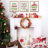 D1resion 9Pcs Christmas Green Monster Decor Poster Print Set Stink Stank Stunk Wall Art Prints Heart Elf Santa Xmas Posters Home Decorations for Holiday Party Bedroom Living Room 8 x 10 in Unframed