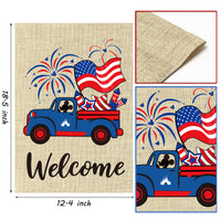 D1resion 2Pcs 4th of July Patriotic Garden Flag Cartoon Mouse Welcome Truck Burlap Yard Flags God Bless America Double Sided Print House Flag Outdoor Decor for Independence Day Memorial Day 12 X 18 in