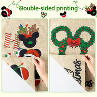 D1resion 2Pcs Christmas Cartoon Mouse Garden Flag Vertical Double Sided Printing Burlap Yard Flags Xmas Wreath House Flag Winter Seasonal Holiday Decoration for Outdoor Courtyard Lawn 12.4 X 18.1 In