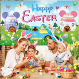 D1resion Happy Easter Backdrop Banner Cartoon Mouse Truck Bunny Colorful Eggs Hunt Extra Large Background Banners Photo Booth Prop Spring Home Decoration for Easter Celebration Party 6.6 x 3.8 ft