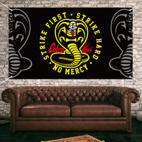 D1resion Cobra Backdrop Banner Birthday Party Background Extra Large Backdrops Strike First Strike Hard No Mercy Theme Decorations TV Show Supplies for Indoor Outdoor Photo Booth Props 78” x 45”