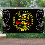 D1resion Cobra Backdrop Banner Birthday Party Background Extra Large Backdrops Strike First Strike Hard No Mercy Theme Decorations TV Show Supplies for Indoor Outdoor Photo Booth Props 78” x 45”